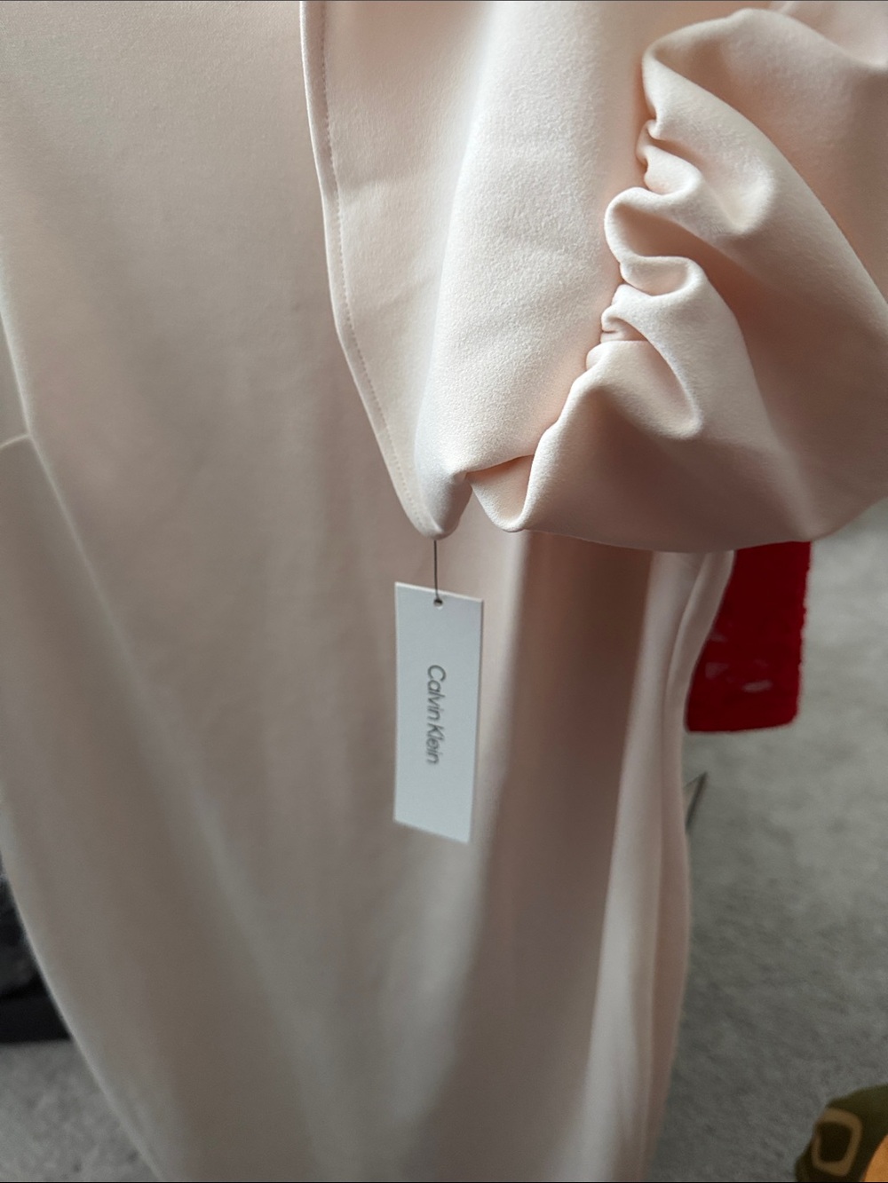 Calvin Klein soft blush gathered sleeve dress